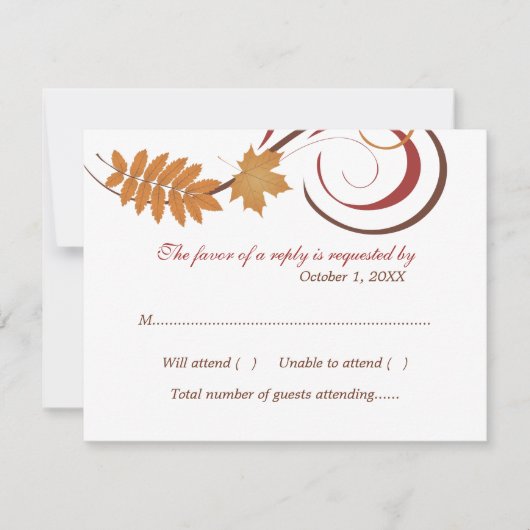 Rustieke vallende bladeren bruiloft RSVP kaartje (Voorkant)