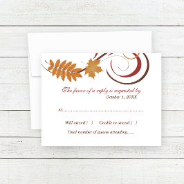 Rustieke vallende bladeren bruiloft RSVP kaartje