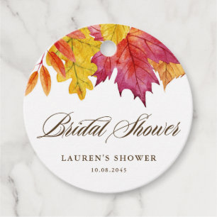 Rustieke vallende bladeren herfst bruidsdouche bedankjes labels