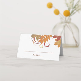 Rustieke vallende bladeren herfst bruiloft plaatskaartje