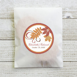 Rustieke Vallende Bladeren Herfst Bruiloft Ronde Sticker
