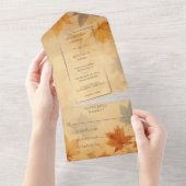 Rustieke vallende herfstbladeren all in one uitnodiging (Afscheurbaar)