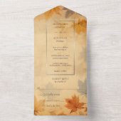 Rustieke vallende herfstbladeren all in one uitnodiging (Binnen)