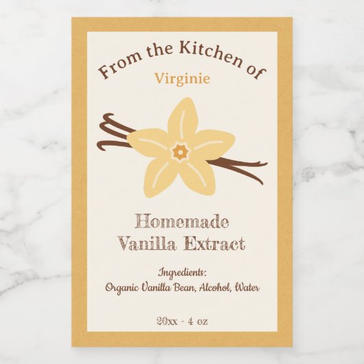 Rustieke vanille extract flesje kraft label Sticke Wijn Etiket (Enkel label)