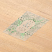 Rustieke varen groen gebladerte smaragd groen brui acryl uitnodigingen (Laagn)