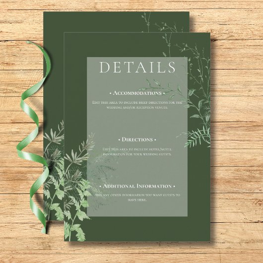 Rustieke varen groen gebladerte smaragd groen Deta Informatiekaartje