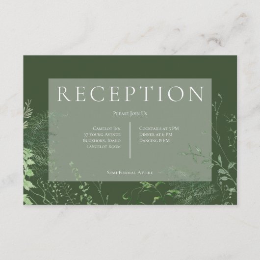 Rustieke varen groen gebladerte smaragd groen rece informatiekaartje (Voorkant)