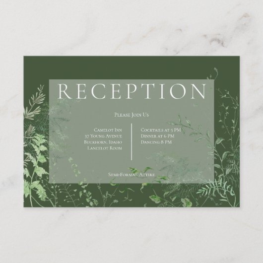 Rustieke varen groen gebladerte smaragd groen rece informatiekaartje (Voorkant)