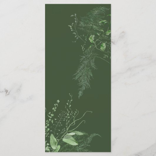 Rustieke varen groen gebladerte smaragdgroene brui menu (Achterkant)