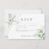 Rustieke varen groen gebladerte wit geen diner RSVP kaartje (Voorkant)