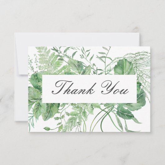 Rustieke varen groen gebladerte witte bruiloft bedankkaart (Voorkant)