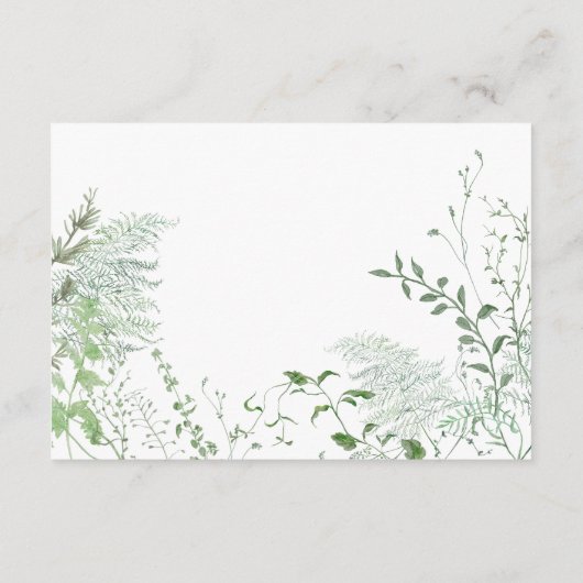Rustieke varen groen gebladerte witte bruiloft rec informatiekaartje (Achterkant)