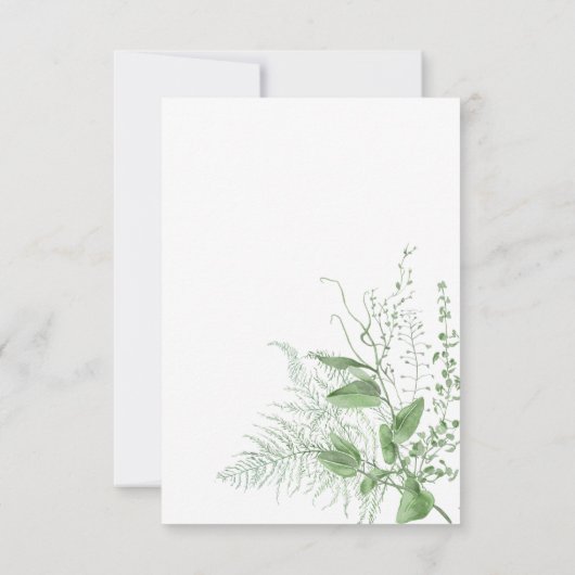 Rustieke varen groen gebladerte witte bruiloft save the date (Achterkant)