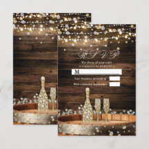 Rustieke Vat Champagne Lichten Trouw RSVP Antwoord