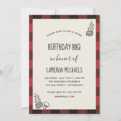 Rustieke Vegan Verjaardag BBQ Red Plaid Kaart (Voorkant)