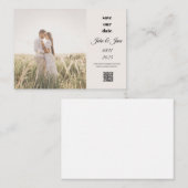 Rustieke veld foto save the date met QR-code Notitiekaartje (Voorkant / Achterkant)