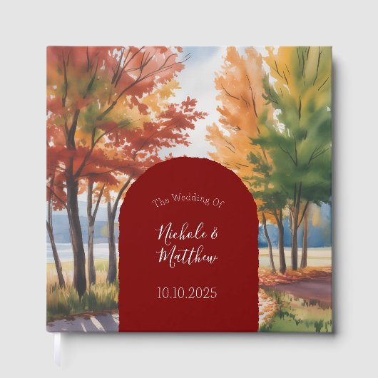 Rustieke verandering van de bladeren bruiloft gastenboek (Voorkant)