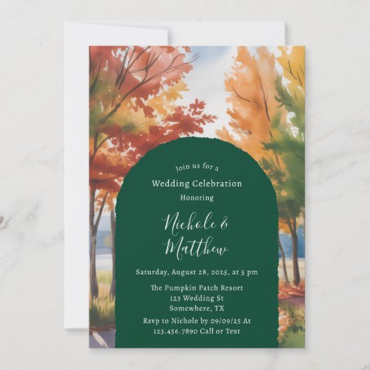 Rustieke verandering van de bladeren bruiloft kaart (Voorkant)