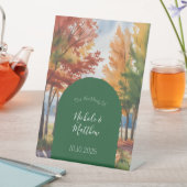 Rustieke verandering van de bladeren bruiloft reclamebord met voetstuk (Insitu)