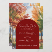 Rustieke verandering van de bladeren Save the Date Kaart (Voorkant / Achterkant)