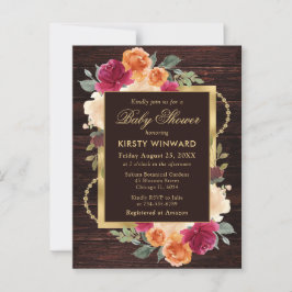 Rustieke Verbrand Oranje Rood Herfst Bloemen Baby  Briefkaart