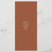 Rustieke Verbrande Oranje Boho Botanische Bruiloft Menu (Achterkant)
