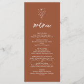 Rustieke Verbrande Oranje Boho Botanische Bruiloft Menu (Voorkant)