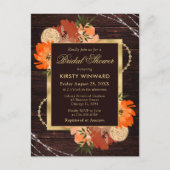 Rustieke verbrande oranje herfstbloemen bruidsdine briefkaart (Voorkant)