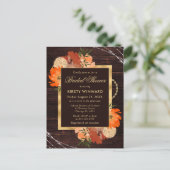 Rustieke verbrande oranje herfstbloemen bruiloft briefkaart (Staand voorkant)