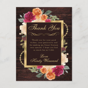 Rustieke Verbrande Oranje Rode Herfstbloemen Sweet Briefkaart