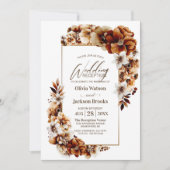 Rustieke verbrande Sinaasappel Bloemen bruiloft re Kaart (Voorkant)