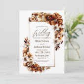 Rustieke verbrande Sinaasappel Bloemen bruiloft re Kaart (Staand voorkant)
