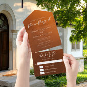 Rustieke verbrande Sinaasappel Boheemse bruiloft All In One Uitnodiging