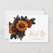  rustieke verbrande Sinaasappels bloemenbruiloft RSVP Kaartje (Voorkant)