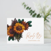  rustieke verbrande Sinaasappels bloemenbruiloft RSVP Kaartje (Staand voorkant)