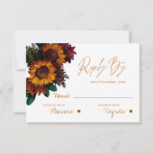  rustieke verbrande Sinaasappels bloemenbruiloft RSVP Kaartje (Achterkant)