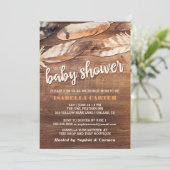 Rustieke Veren Baby Shower Kaart (Staand voorkant)