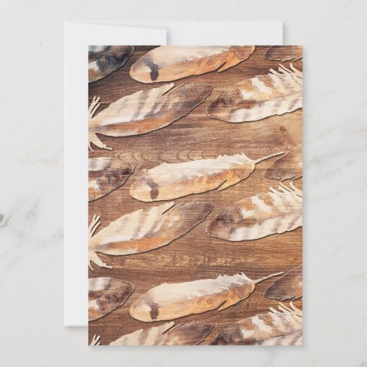 Rustieke Veren Baby Shower Kaart (Achterkant)