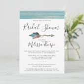 Rustieke veren pijl bruids douche uitnodiging (Staand voorkant)