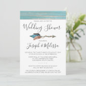 rustieke veren pijl bruiloft douche uitnodiging (Staand voorkant)