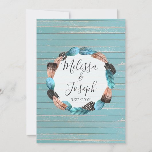 rustieke veren pijl bruiloft douche uitnodiging (Achterkant)