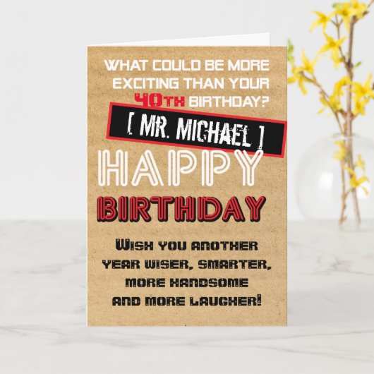 Rustieke Verjaardag Kaart voor Man (Gele Bloem)