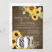 Rustieke Verjaardag Party Bloemen Herfst Zebra Pom Kaart (Voorkant / Achterkant)