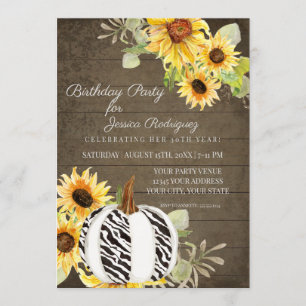 Rustieke Verjaardag Party Bloemen Herfst Zebra Pom Kaart