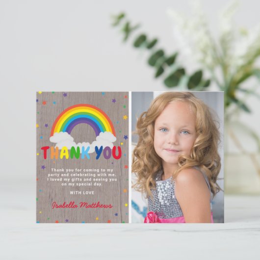 Rustieke Verjaardag Regenboog | Kleurrijke Foto Be Bedankkaart (Staand voorkant)