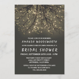 Rustieke verlichte boom bruids douche uitnodiginge kaart