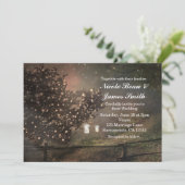 Rustieke verlichte boom in veld trouwkaarten kaart (Staand voorkant)