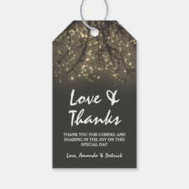 Rustieke verlichte boom tak bruiloft dank u cadeaulabel