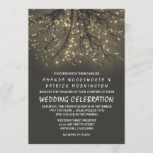 Rustieke verlichte boom tak bruiloft uitnodigingen