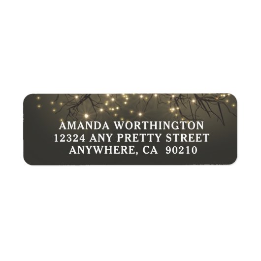 Rustieke verlichte boom tak land bruiloft etiket (Voorkant)